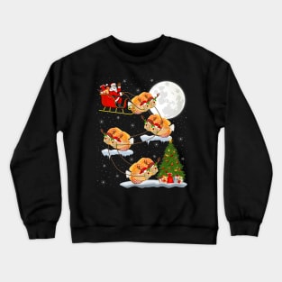 Funny Xmas Lighting Tree Santa Riding Discus Fish Christmas Crewneck Sweatshirt